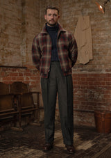 Midtown Pure Wool Cropped w/ 1940s Talon Zipper Jacket - Red & Navy Plaid