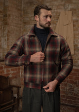 Midtown Pure Wool Cropped w/ 1940s Talon Zipper Jacket - Red & Navy Plaid