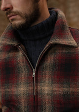 Midtown Pure Wool Cropped w/ 1940s Talon Zipper Jacket - Red & Navy Plaid