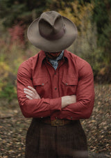 Early Western Shirt - Rust Red Lightweight Linen