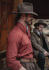 Early Western Shirt - Rust Red Lightweight Linen