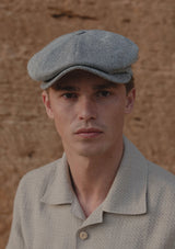 Ridgmount Baker Boy - (Narrow-Width) Low Contrast Grey Herringbone Pure Silk