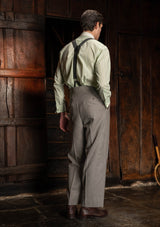 Grandad Collar Cotton Shirt - Green Stripe