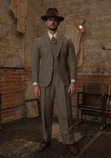 Rivera Pleated Pocket Jacket - Oatstone Herringbone