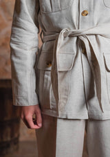 Safari Pure Linen Jacket - Oatmeal
