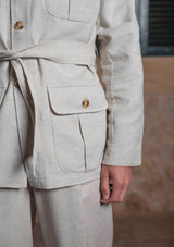 Safari Pure Linen Jacket - Oatmeal