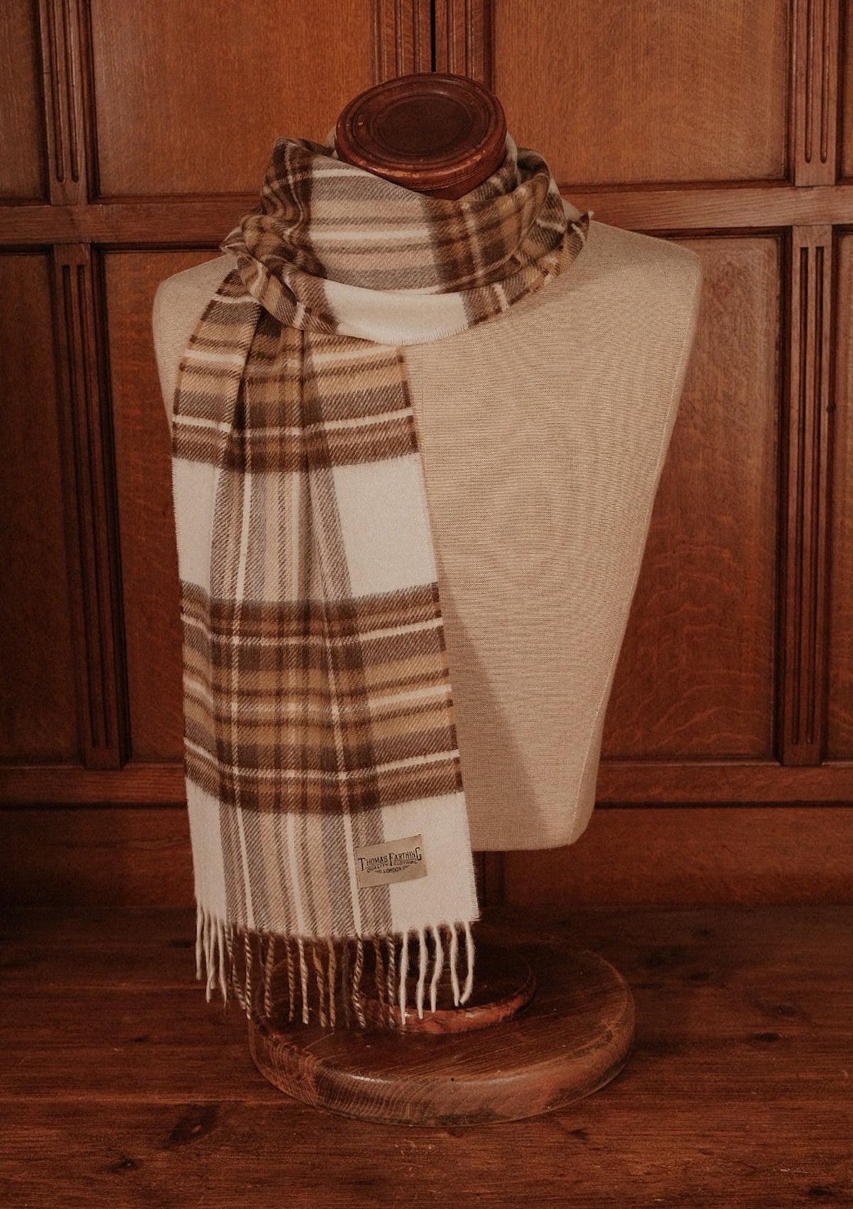Merino Wool Scarf - Natural Dress Stewart  Thomas Farthing London
