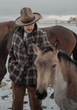Pure Wool Pea Coat - Tideworn Check