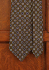 Myrtle Green & Blue Medallion - Silk Tie