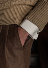 Cable Knit V-Neck Sweater - Biscuit