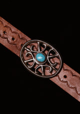 Oval Scrollwork & Pale Turquoise Sterling Silver Buckle