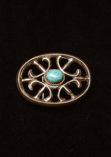 Oval Scrollwork & Pale Turquoise Sterling Silver Buckle