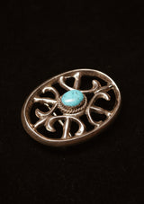 Oval Scrollwork & Pale Turquoise Sterling Silver Buckle