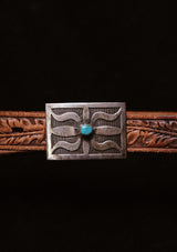 Textured Panel & Turquoise Sterling Silver Buckle