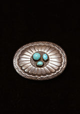 Three-Stone Oval Concho Sterling Silver Buckle