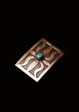 Textured Panel & Turquoise Sterling Silver Buckle