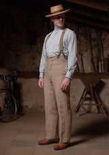 Melbrook Linen Fishtail Trousers - Mushroom