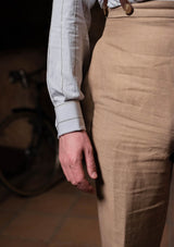 Melbrook Linen Fishtail Trousers - Mushroom