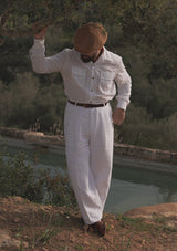 Long Sleeve Cotton Board Shirt - White