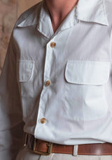 Long Sleeve Cotton Board Shirt - White