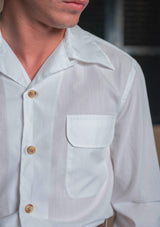 Long Sleeve Cotton Board Shirt - White