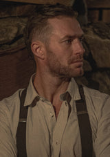 Cotton Workwear Shirt - Cream Pinstripe