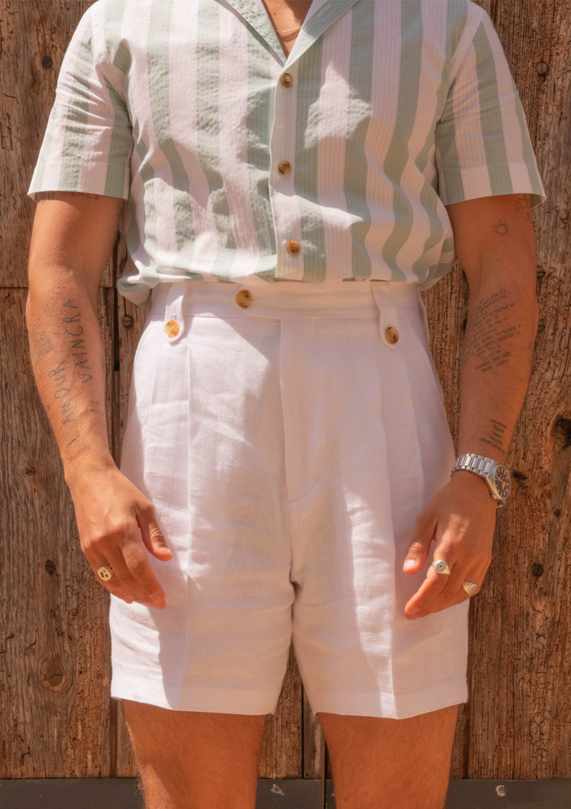 Gene Pure Linen Shorts - White