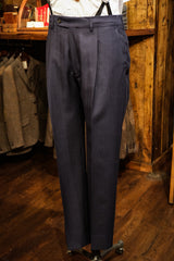 Brockman Classic Trousers  - Navy Diamond Weave Wool