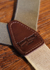 Button Braces - Silver Brass Fittings - Khaki