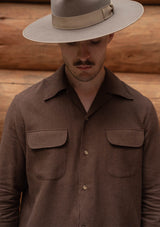 Connell Pure Brushed Cotton Board Shirt - Walnut Brown