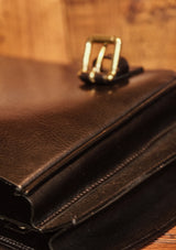 Luxury Saddle Leather Satchel - Black