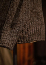 Clapperton Half Cable Knit Lambswool Sweater - Brown