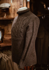 Clapperton Half Cable Knit Lambswool Sweater - Brown