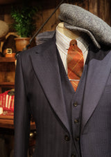 Brockman Waistcoat -  Navy Diamond Weave Wool