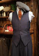 Brockman Waistcoat - Navy Diamond Weave Wool