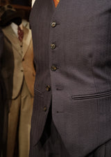 Brockman Waistcoat - Navy Diamond Weave Wool
