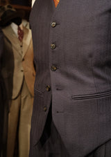 Brockman Waistcoat -  Navy Diamond Weave Wool