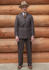 Munro Double Breasted Jacket - Dark Taupe with Vintage Grey Stripe