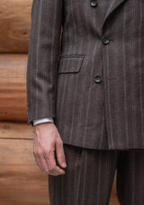 Munro Double Breasted Jacket - Dark Taupe with Vintage Grey Stripe
