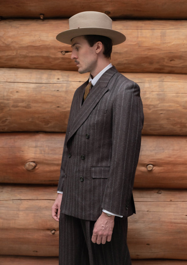 Munro Double Breasted Jacket - (Limited Avalability) Dark Taupe with Vintage Grey Stripe