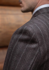 Munro Double Breasted Jacket - Dark Taupe with Vintage Grey Stripe