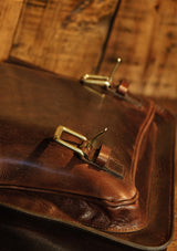 Luxury Saddle Leather Satchel - Dark Brown