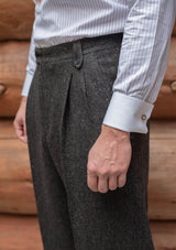 Edison Harris Tweed Gene Trouser - Charcoal Herringbone