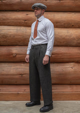 Edison Harris Tweed Gene Trouser - Charcoal Herringbone