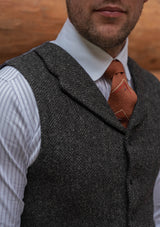 Edison Harris Tweed Waistcoat - Charcoal Herringbone