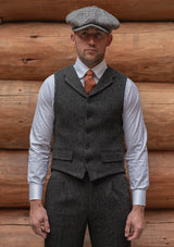 Edison Harris Tweed Waistcoat - Charcoal Herringbone
