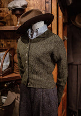 Frances Ladies Lambswool Cardigan - Pine Green