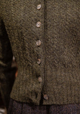 Frances Ladies Lambswool Cardigan - Pine Green