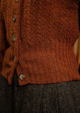 Frances Ladies Lambswool Cardigan - Rust