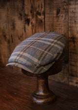 Geary Flat Cap - Brown & Light Blue Check